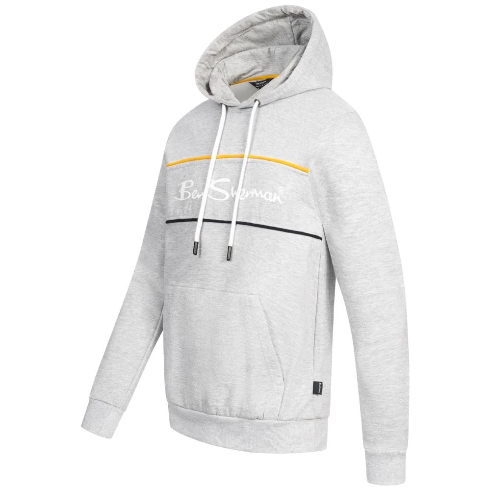 BEN SHERMAN Two Colour Panel Hommes Sweat à Capuche 0067811G-GRIS CHINÉ 4 BEN SHERMAN Two Colour Panel Hommes Sweat à Capuche 0067811G-GRIS CHINÉ – Image 2