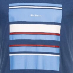 BEN SHERMAN Bold Stripe Panel Hommes T-shirt 0073037BLEU FONCÉ