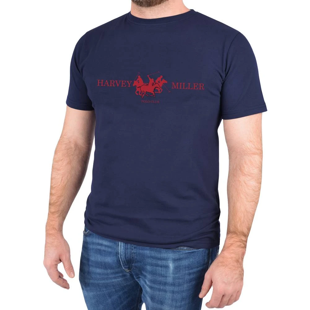 Harvey Miller Polo Club Basic Hommes T-shirt HRM4468 Navy 3 Harvey Miller Polo Club Basic Hommes T-shirt HRM4468 Navy