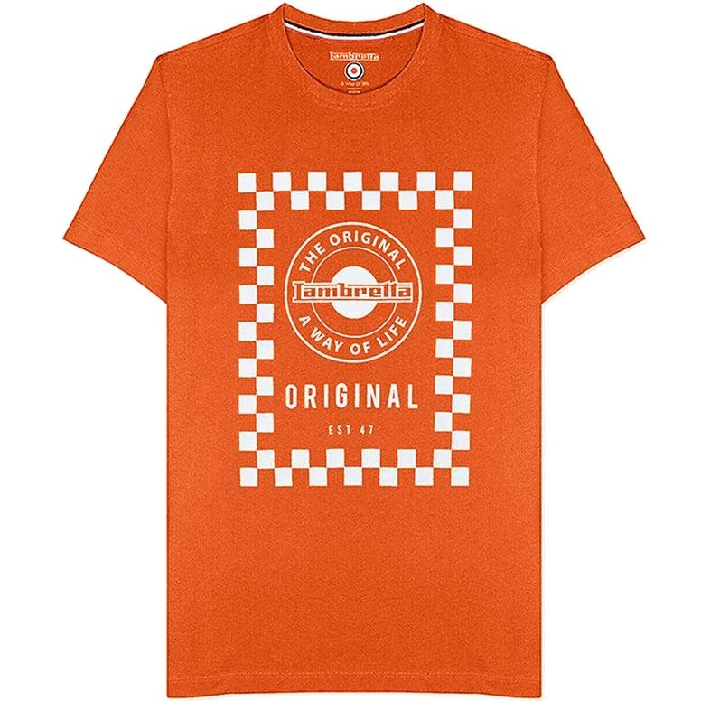 Lambretta Checker Board Hommes T-shirt SS0159-BRNT ORANGE 3 Lambretta Checker Board Hommes T-shirt SS0159-BRNT ORANGE