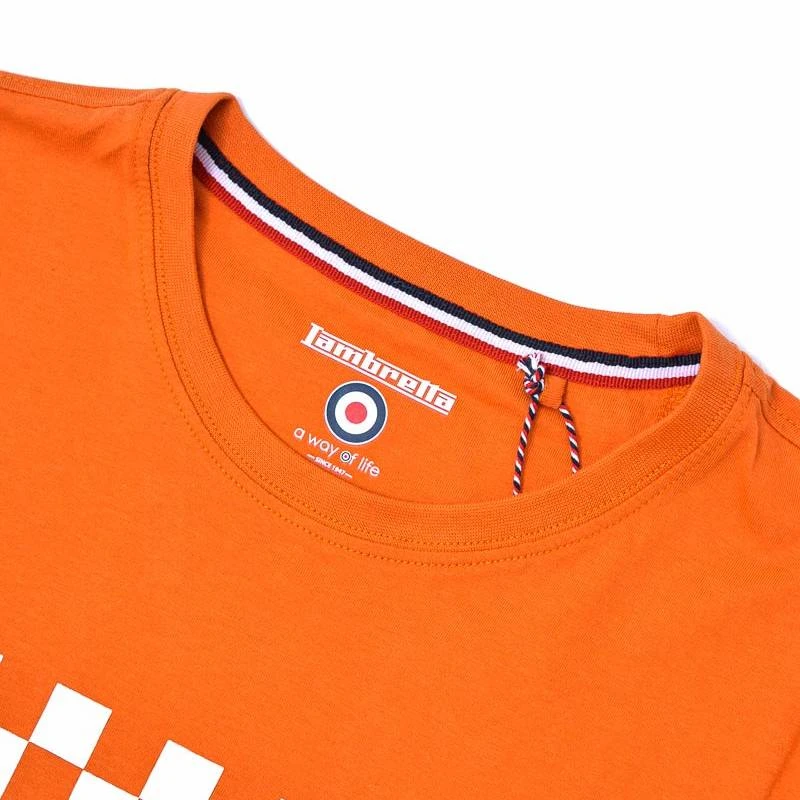 Lambretta Checker Board Hommes T-shirt SS0159-BRNT ORANGE 4 Lambretta Checker Board Hommes T-shirt SS0159-BRNT ORANGE – Image 2