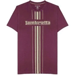 Lambretta Logo Stripe Hommes T-shirt SS5266-RAISIN